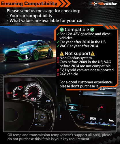 Shadow D-METER-2 Plus Multi OBD2 Display Gauge